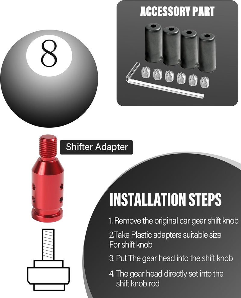 SUJADE YAKEFLY Universal Gear Shift Knob Adapter,Aluminum Alloy Automatic Shifter Adapter Car Adapter,Shifter Boot Retainer Stick Connector for Non-Threaded Manual M12x1.25 (Red), 299PDTPJ001 - Image 4